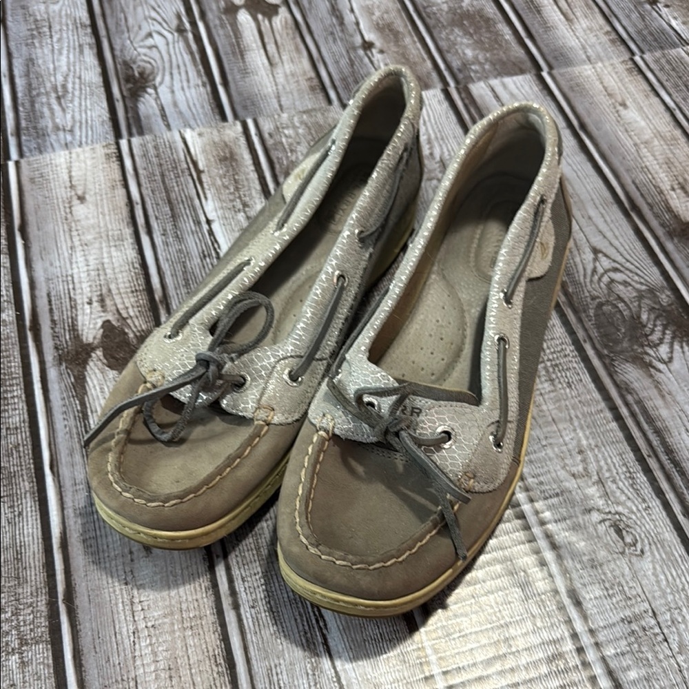 Sperry Top-Sider Gray Metallic Women's Casual Boat Shoes size 9.5